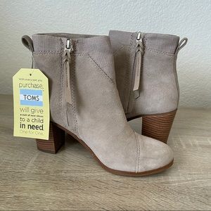 Toms Zip-Up Lunata Bootie - Taupe Suede